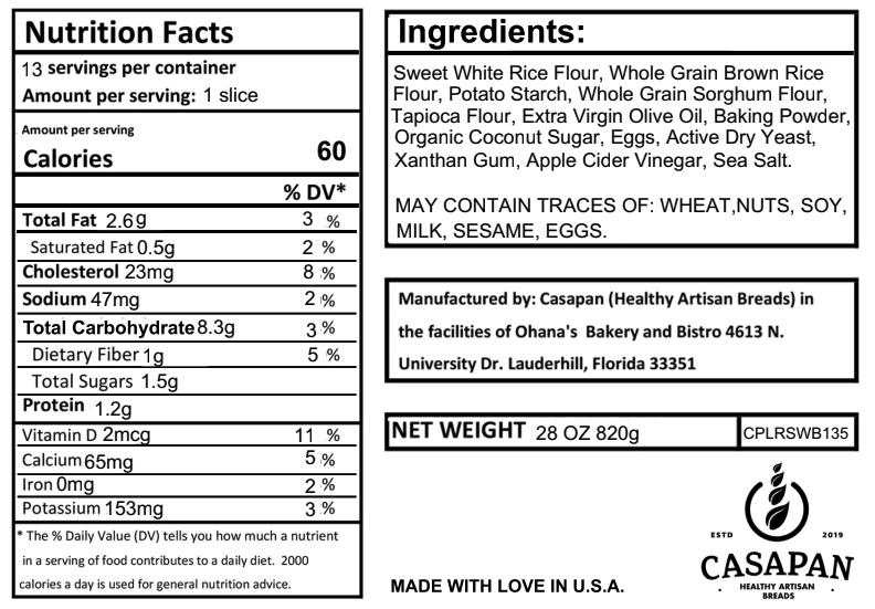 GF Sandwich Bread CasaPan